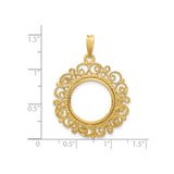 16 mm 14k Yellow Gold coin bezel for Mexican Libertad — size reference (ruler)