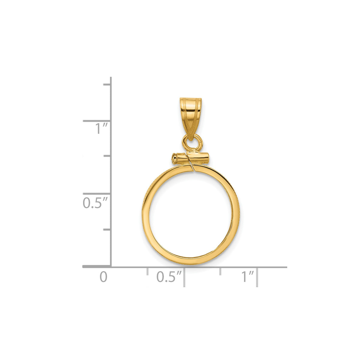 16 mm 14k Yellow Gold coin bezel for Mexican Libertad — size reference (ruler)