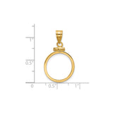 16 mm 14k Yellow Gold coin bezel for Mexican Libertad — size reference (ruler)
