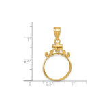 16 mm 14k Yellow Gold coin bezel for Mexican Libertad — size reference (ruler)