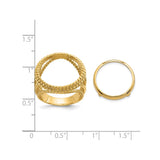 16 mm 14k Yellow Gold coin bezel ring for Mexican Libertad — size reference (ruler)