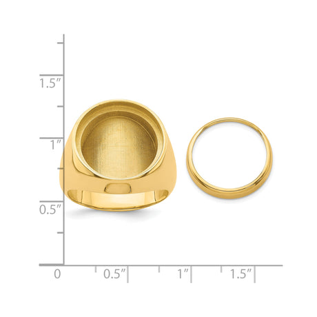 16 mm 14k Yellow Gold coin bezel ring for Mexican Libertad — size reference (ruler)
