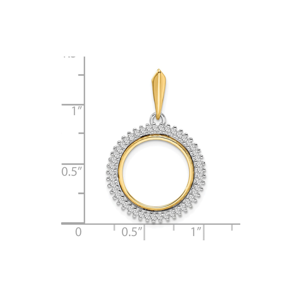 16 mm 14k Multi-Tone Gold coin bezel for Mexican Libertad — size reference (ruler)