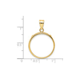 20 mm 14k Yellow Gold coin bezel for Mexican Libertad — size reference (ruler)