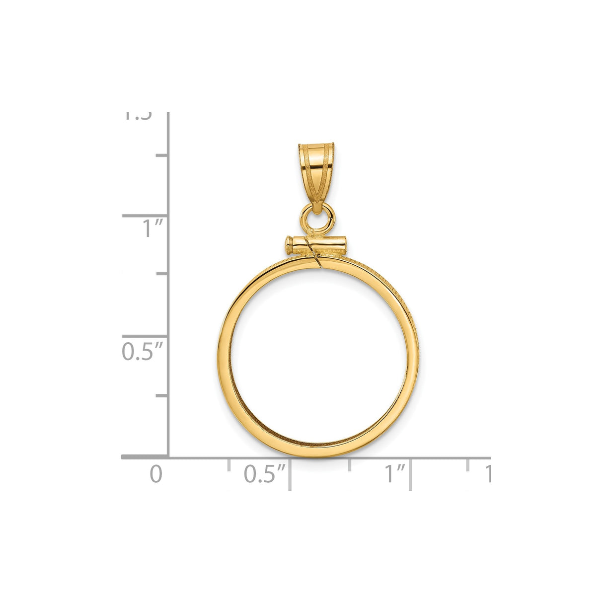 20 mm 14k Yellow Gold coin bezel for Mexican Libertad — size reference (ruler)