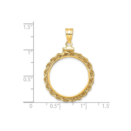 20 mm 14k Yellow Gold coin bezel for Mexican Libertad — size reference (ruler)