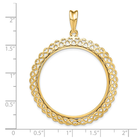 33 mm 14k Yellow Gold coin bezel for Mexican Libertad — size reference (ruler)