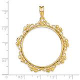 33 mm 14k Yellow Gold coin bezel for Mexican Libertad — size reference (ruler)