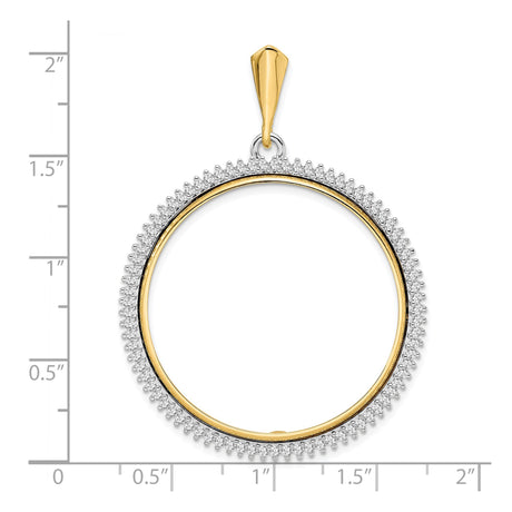 33 mm 14k Multi-Tone Gold coin bezel for Mexican Libertad — size reference (ruler)