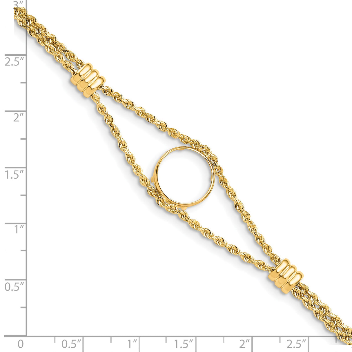 13 mm 14k Yellow Gold coin bezel bracelet for Mexican Libertad — size reference (ruler)
