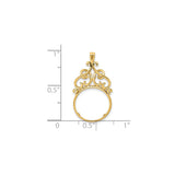 13 mm 14k Yellow Gold coin bezel for Mexican Libertad — size reference (ruler)