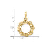 13 mm 14k Yellow Gold coin bezel for Mexican Libertad — size reference (ruler)
