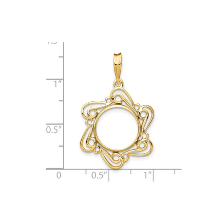 13 mm 14k Yellow Gold coin bezel for Mexican Libertad — size reference (ruler)