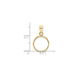 13 mm 14k Yellow Gold coin bezel for Mexican Libertad — size reference (ruler)