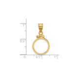 13 mm 14k Yellow Gold coin bezel for Mexican Libertad — size reference (ruler)