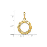 13 mm 14k Yellow Gold coin bezel for Mexican Libertad — size reference (ruler)
