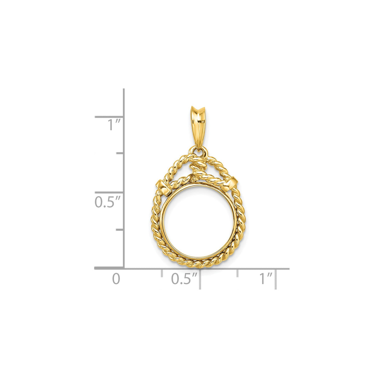 13 mm 14k Yellow Gold coin bezel for Mexican Libertad — size reference (ruler)