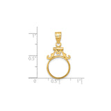 13 mm 14k Yellow Gold coin bezel for Mexican Libertad — size reference (ruler)