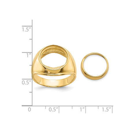 13 mm 14k Yellow Gold coin bezel ring for Mexican Libertad — size reference (ruler)