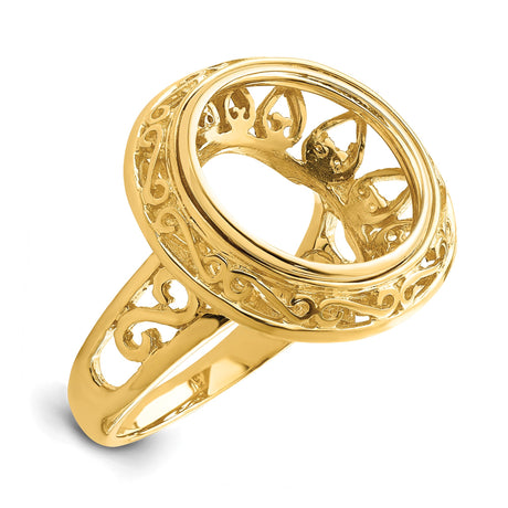 13 mm 14k Yellow Gold coin bezel ring for Mexican Libertad