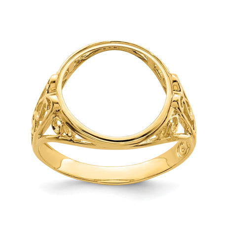 13 mm 14k Yellow Gold coin bezel ring for Mexican Libertad — additional image