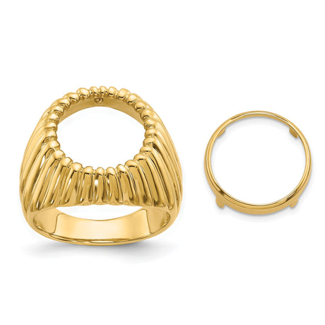 13 mm 14k Yellow Gold coin bezel ring for Mexican Libertad