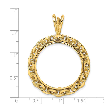 27 mm 14k Yellow Gold coin bezel for Mexican Libertad — size reference (ruler)