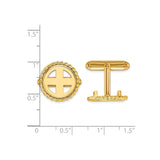 13 mm 14k Yellow Gold coin bezel cuff links for Mexican 2 Peso Peso — size reference (ruler)