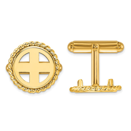 13 mm 14k Yellow Gold coin bezel cuff links for Mexican 2 Peso Peso
