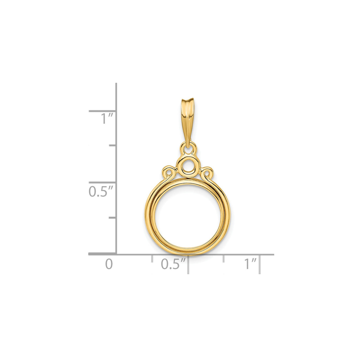 13 mm 14k Yellow Gold coin bezel for Mexican 2 Peso Peso — size reference (ruler)