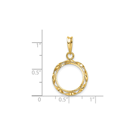 13 mm 14k Yellow Gold coin bezel for Mexican 2 Peso Peso — size reference (ruler)