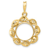 13 mm 14k Yellow Gold coin bezel for Mexican 2 Peso Peso