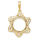 13 mm 14k Yellow Gold coin bezel for Mexican 2 Peso Peso