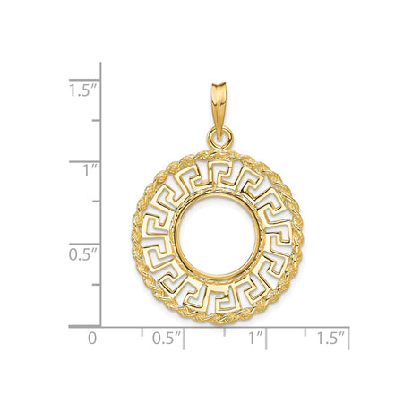 13 mm 14k Yellow Gold coin bezel for Mexican 2 Peso Peso — size reference (ruler)