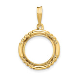 13 mm 14k Yellow Gold coin bezel for Mexican 2 Peso Peso