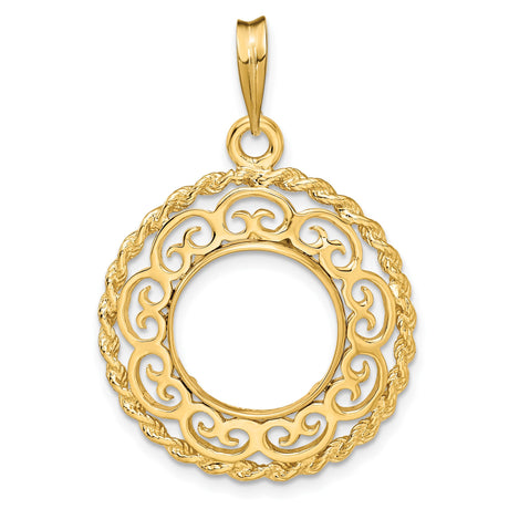13 mm 14k Yellow Gold coin bezel for Mexican 2 Peso Peso