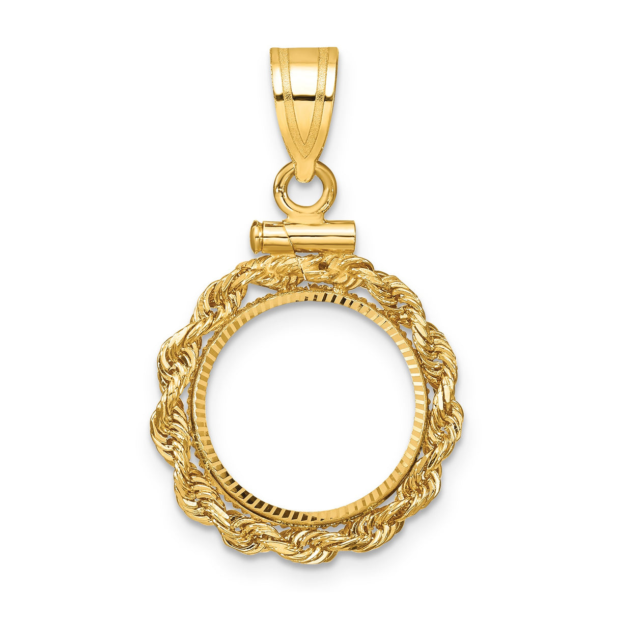 13 mm 10k Yellow Gold coin bezel for Mexican 2 Peso Peso