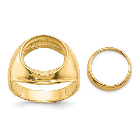 13 mm 14k Yellow Gold coin bezel ring for Mexican 2 Peso Peso