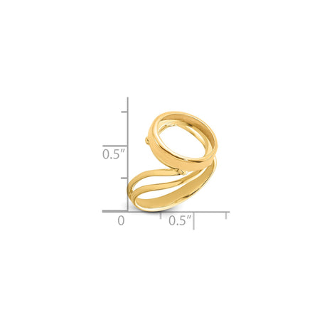 13 mm 14k Yellow Gold coin bezel ring for Mexican 2 Peso Peso — size reference (ruler)
