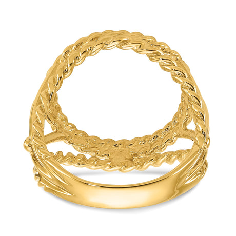 13 mm 14k Yellow Gold coin bezel ring for Mexican 2 Peso Peso — additional image