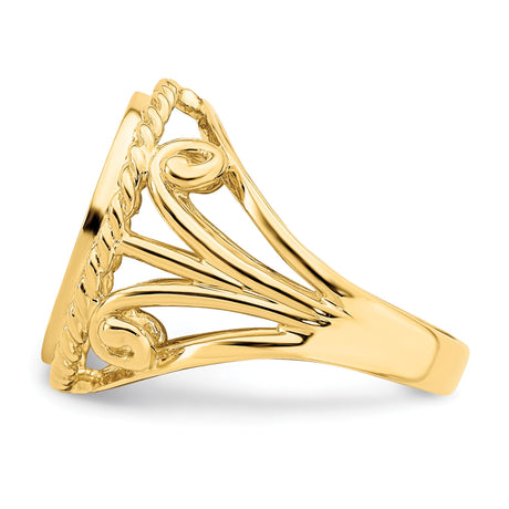 13 mm 14k Yellow Gold coin bezel ring for Mexican 2 Peso Peso — additional image