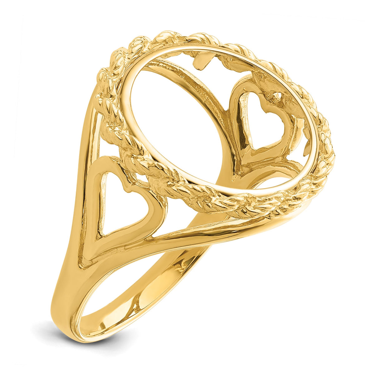 13 mm 14k Yellow Gold coin bezel ring for Mexican 2 Peso Peso