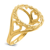 13 mm 14k Yellow Gold coin bezel ring for Mexican 2 Peso Peso