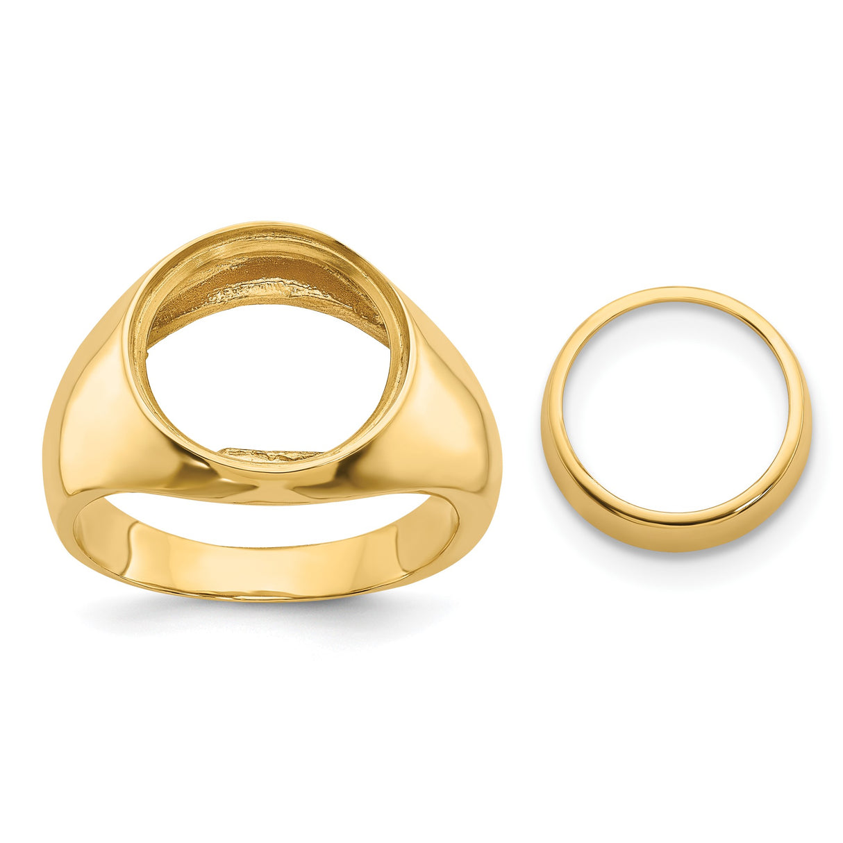 13 mm 14k Yellow Gold coin bezel ring for Mexican 2 Peso Peso