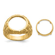 13 mm 14k Yellow Gold coin bezel ring for Mexican 2 Peso Peso