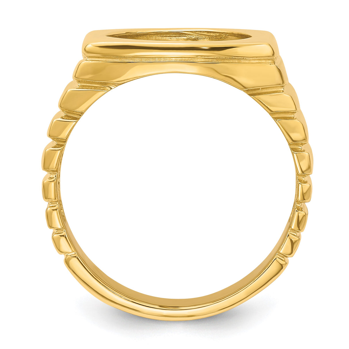 13 mm 14k Yellow Gold coin bezel ring for Mexican 2 Peso Peso — alternate view