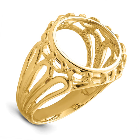 13 mm 14k Yellow Gold coin bezel ring for Mexican 2 Peso Peso