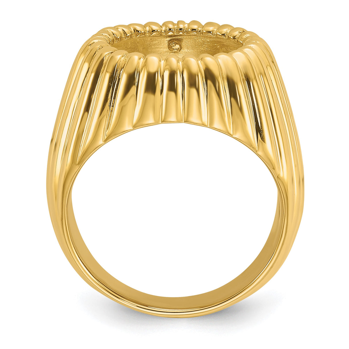 13 mm 14k Yellow Gold coin bezel ring for Mexican 2 Peso Peso — alternate view