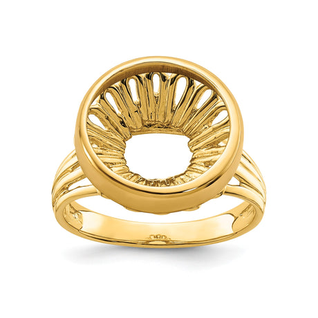 13 mm 14k Yellow Gold coin bezel ring for Mexican 2 Peso Peso — additional image