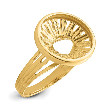 13 mm 14k Yellow Gold coin bezel ring for Mexican 2 Peso Peso